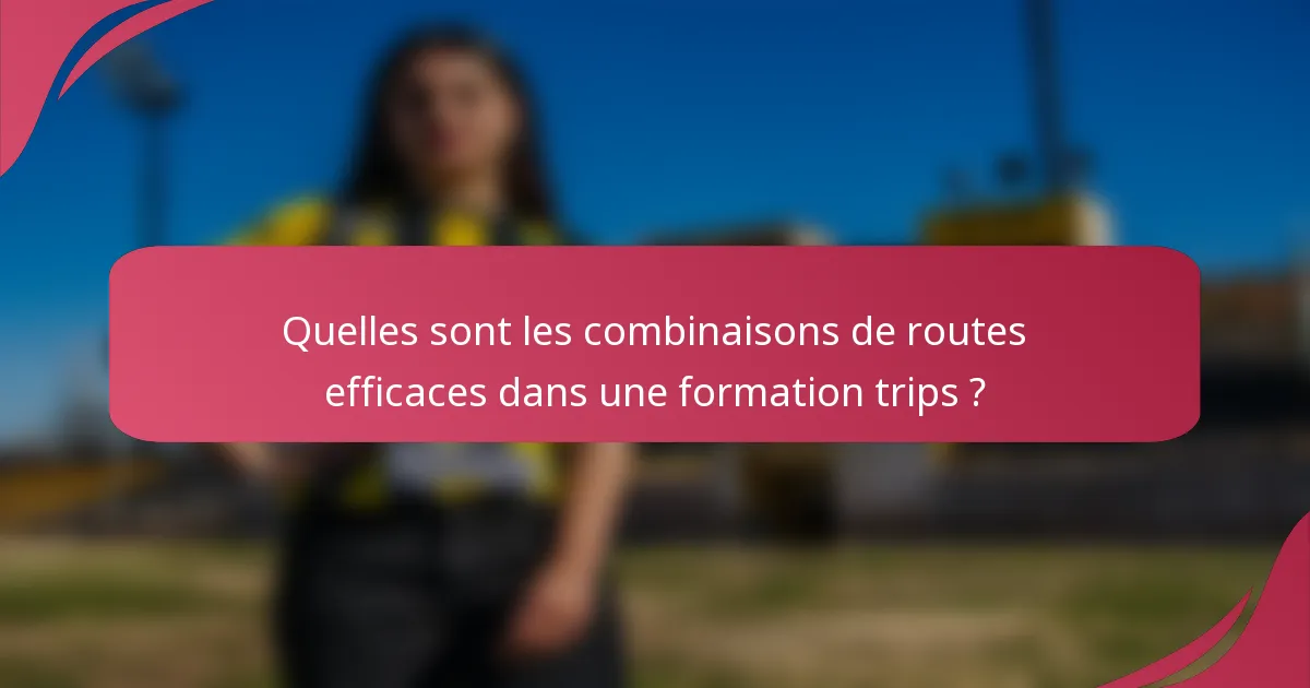 Quelles sont les combinaisons de routes efficaces dans une formation trips ?