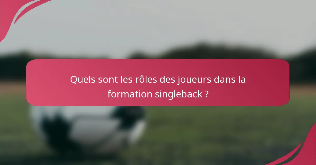Quels sont les rôles des joueurs dans la formation singleback ?
